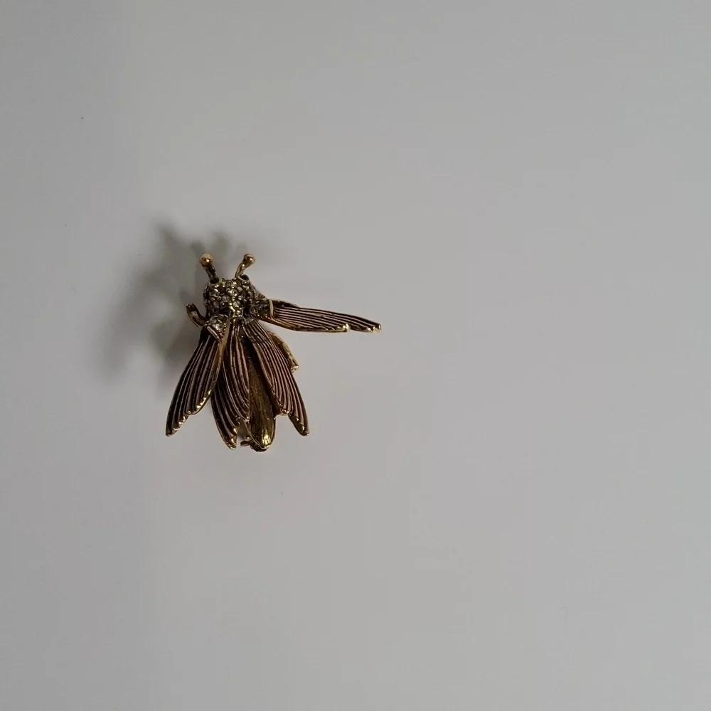 Pauline Rader Retro Rhinestone insect Brooch Signed